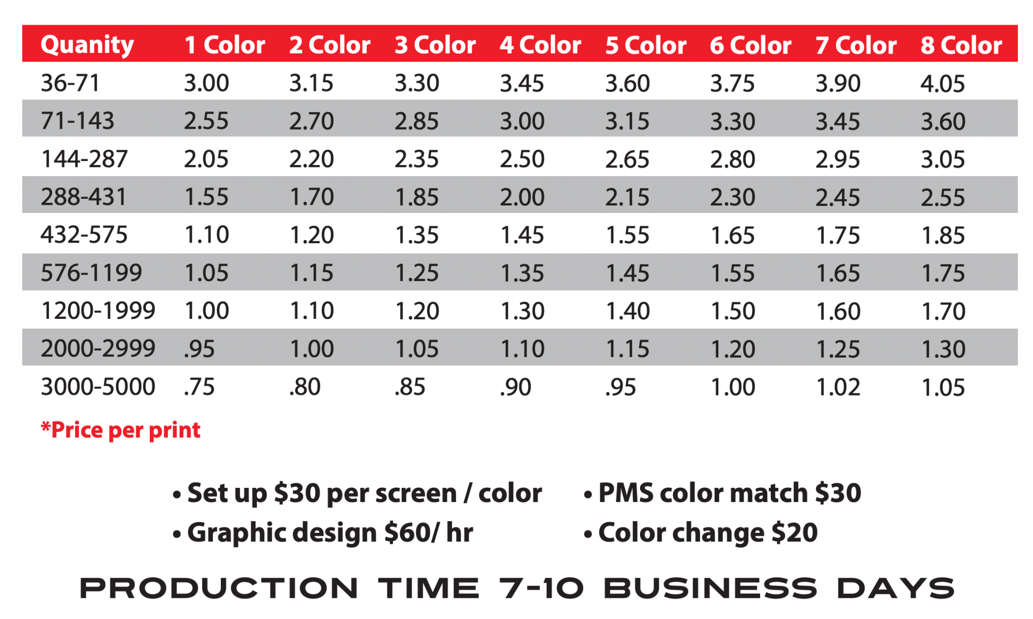 Screen Printing Prices Stay Tooned Print